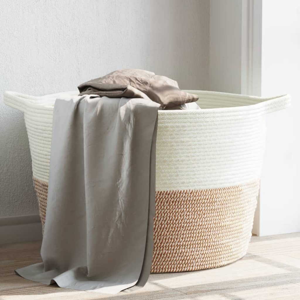 Vidaxl Lavandry Basket Ø 60x36 cm di cotone marrone e bianco