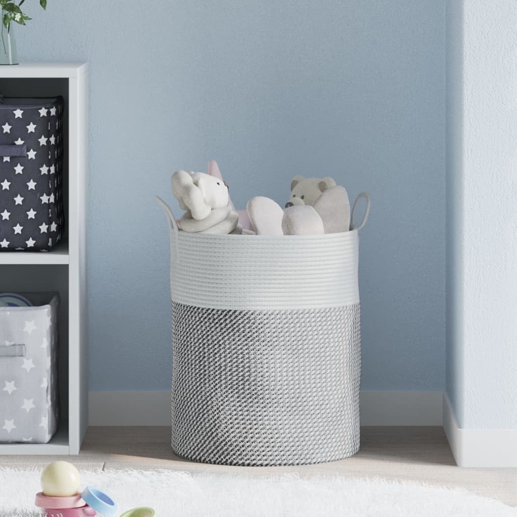 Vidaxl Späichere Basket Ø 38x46 cm Koteng grous a wäiss