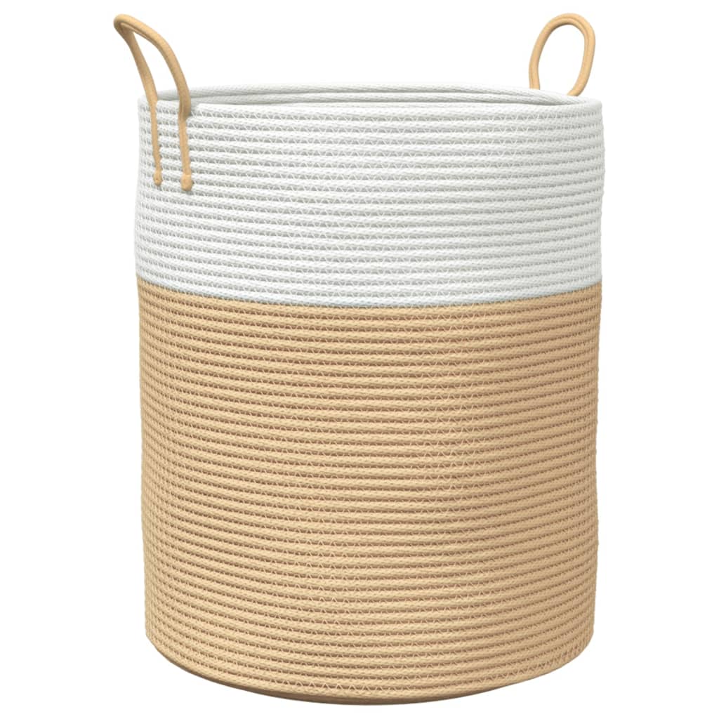 Vidaxl Cesto di stoccaggio Ø 38x46 cm di cotone beige e bianco