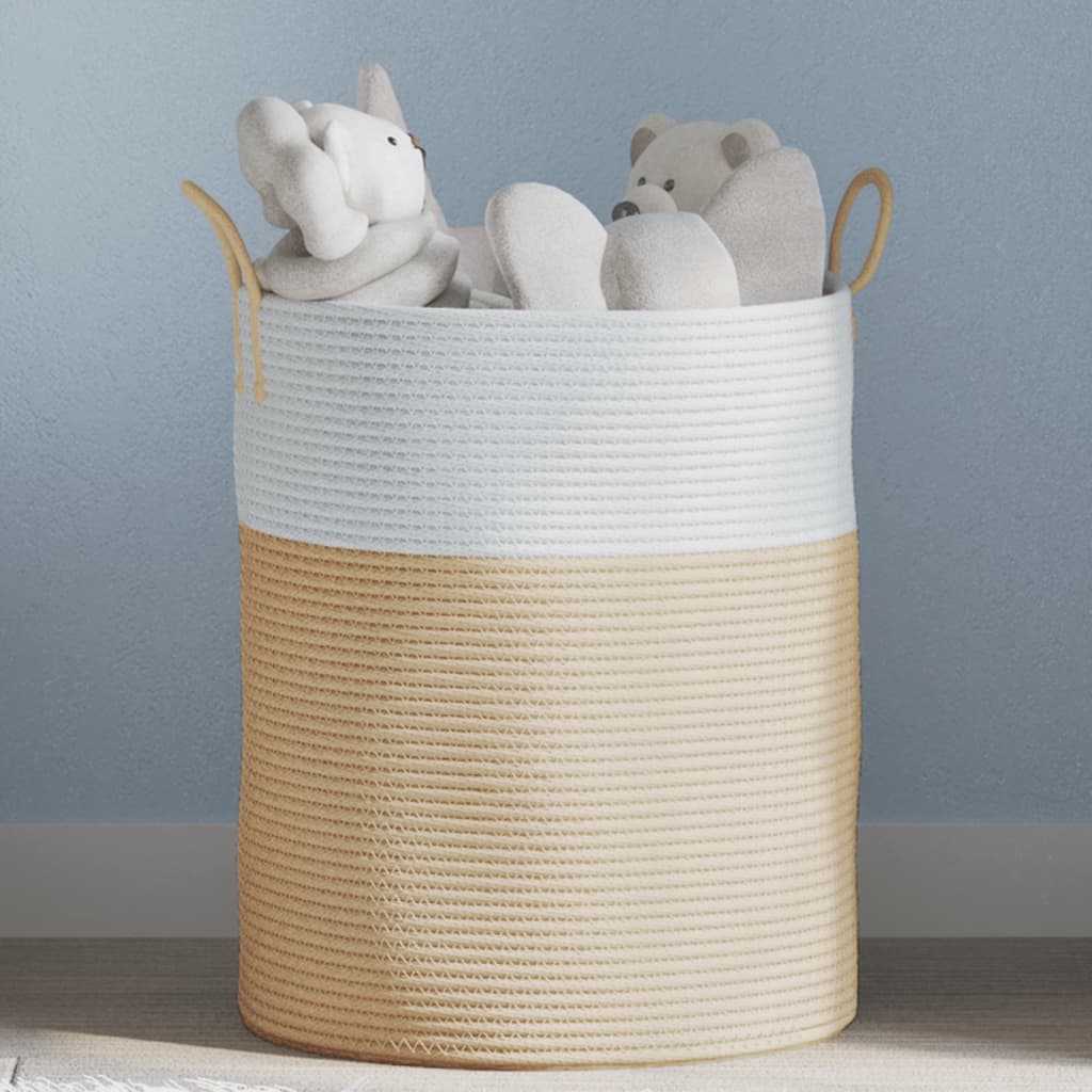 Vidaxx Aufbewahrungskorb ø 38x46 cm Baumwolle Beige und Weiß