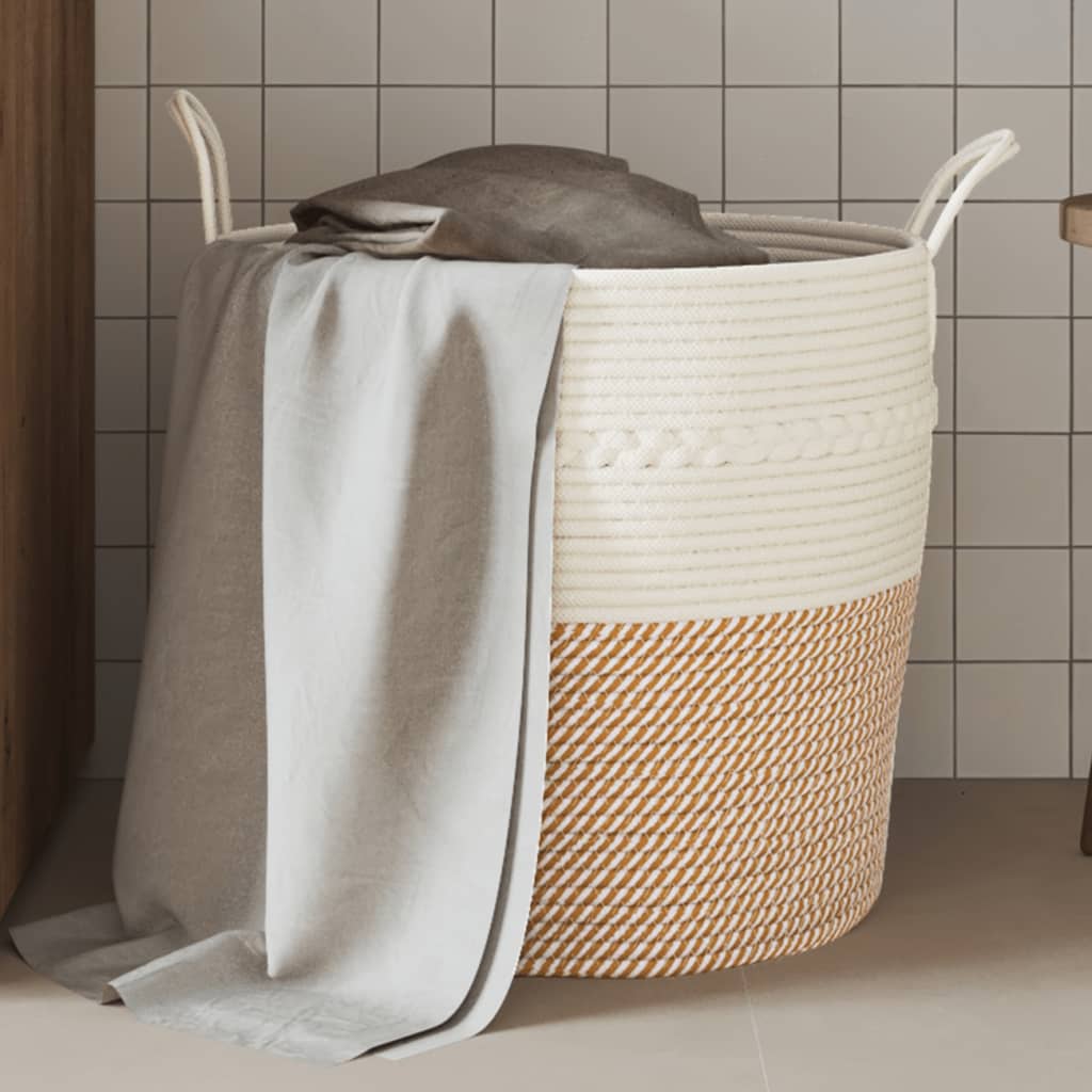 Vidaxx Aufbewahrungskorb ø 43x38 cm Baumwolle braun und weiß