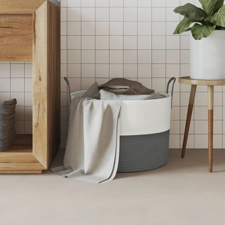 Vidaxx Aufbewahrungskorb ø 51x33 cm Baumwolle grau und weiß