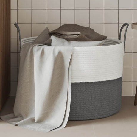 Vidaxx Aufbewahrungskorb ø 51x33 cm Baumwolle grau und weiß