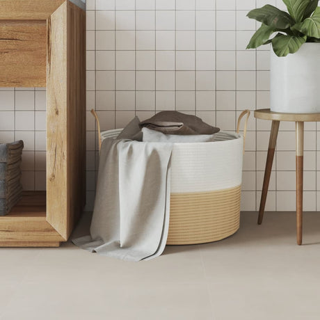 Vidaxx Aufbewahrungskorb ø 51x33 cm Baumwolle Beige und Weiß