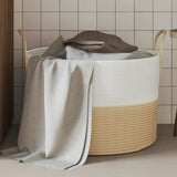 Vidaxx Aufbewahrungskorb ø 51x33 cm Baumwolle Beige und Weiß