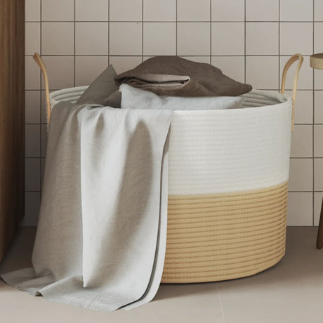 Vidaxx Aufbewahrungskorb ø 51x33 cm Baumwolle Beige und Weiß