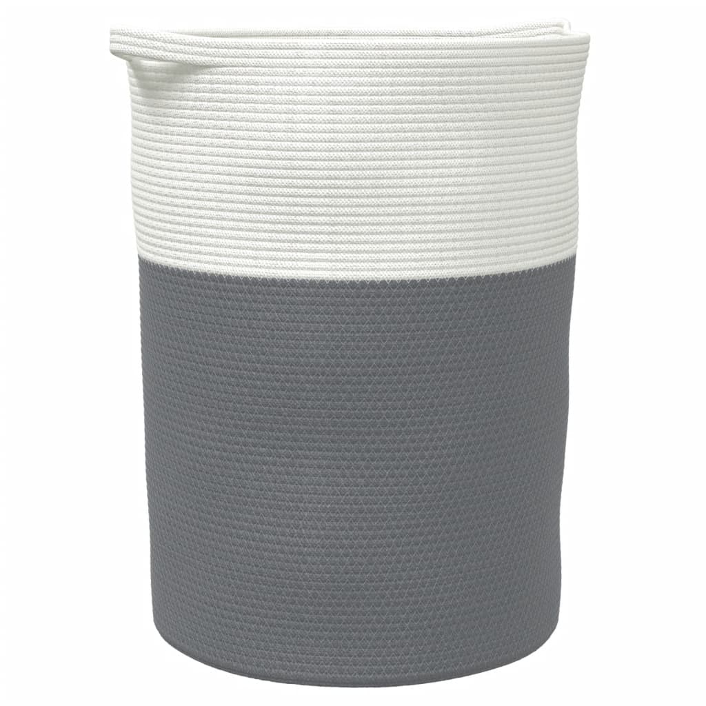 Cesta de almacenamiento de Vidaxl Ø 49x65 cm Algodón gris y blanco