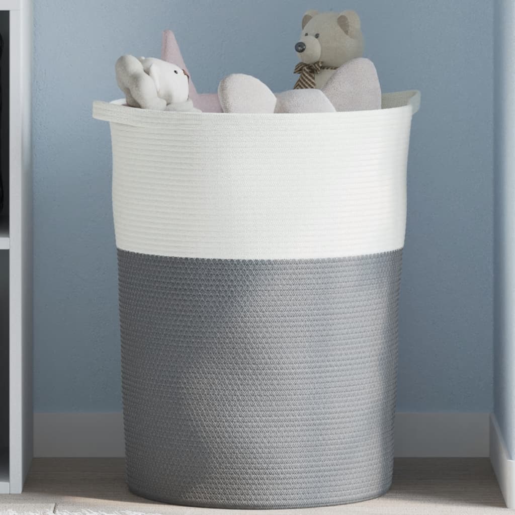 Vidaxx Aufbewahrungskorb ø 49x65 cm Baumwolle grau und weiß