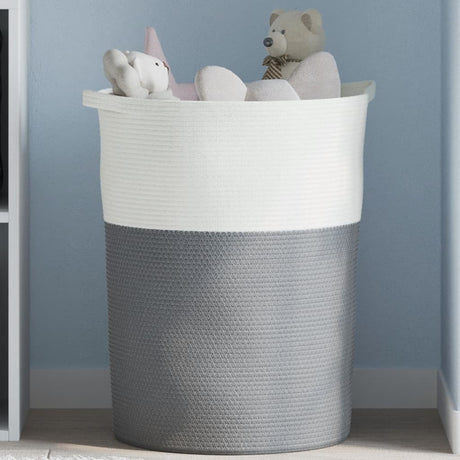 Vidaxx Aufbewahrungskorb ø 49x65 cm Baumwolle grau und weiß