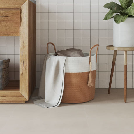 Vidaxx Aufbewahrungskorb ø 40x35 cm Baumwolle braun und weiß
