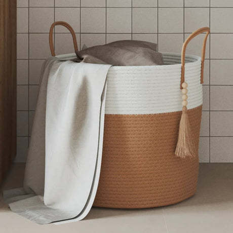Vidaxx Aufbewahrungskorb ø 40x35 cm Baumwolle braun und weiß
