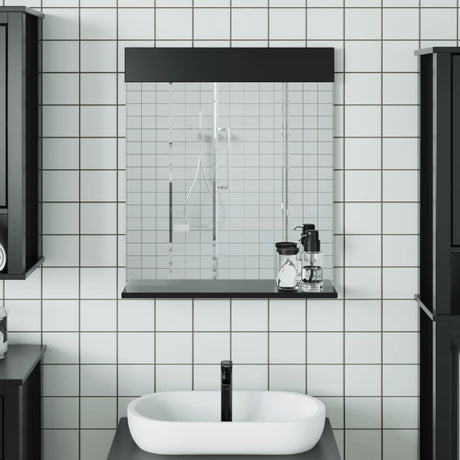 Vidaxl badkamerspiegel met schap berg 60x12x70 cm massief hout zwart
