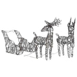 VidaXL Weihnachtsdekoration Rentier und Schlitten 160 LEDs Rattan warmweiß