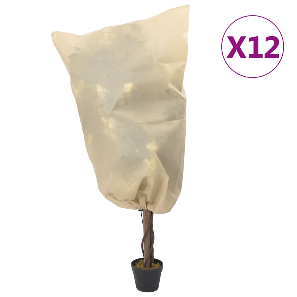 VidaXL Pflanzenabdeckungen mit Kordelzug 12 Stück 70 g m² 0,8x0,8 m