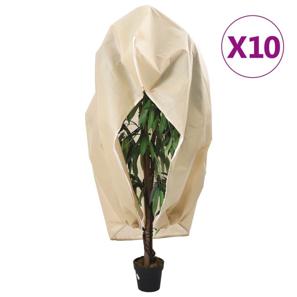VidaXL Pflanzenabdeckungen mit Reißverschluss 10 Stück 70 g m² 1,2x1,8 m