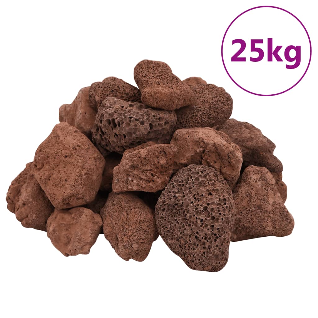 Vidaxl lavastenen 25 kg 5-8 cm rood