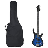 Vidaxl basgitaar voor beginners elektrisch met tas 4 4 46 blauw zwart