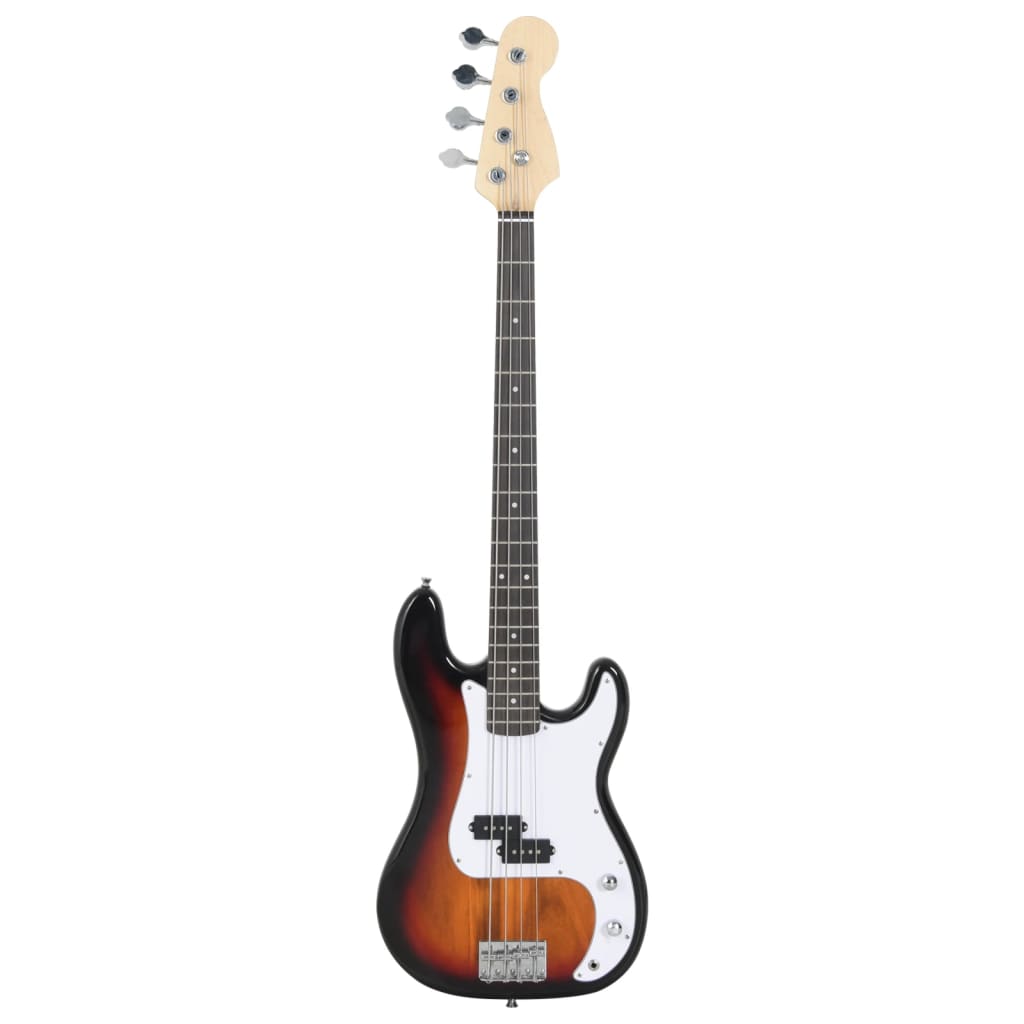 Gitara basowa vidaxl dla początkujących elektrycznych z torbą 4 4 46 Brown White