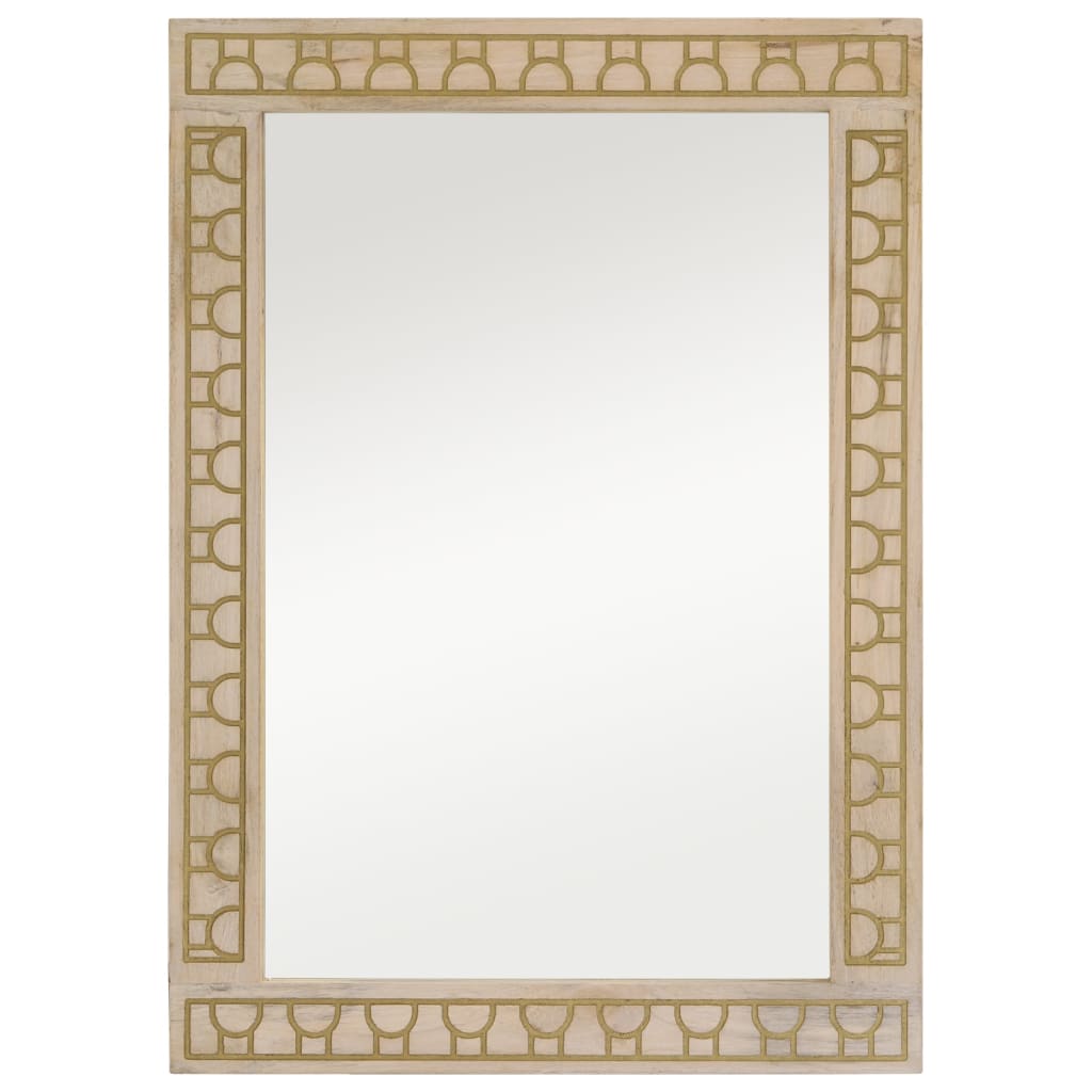 Vidaxx Badezimmerspiegel 50x70x2,5 cm aus massivem Mangoholz und Glas