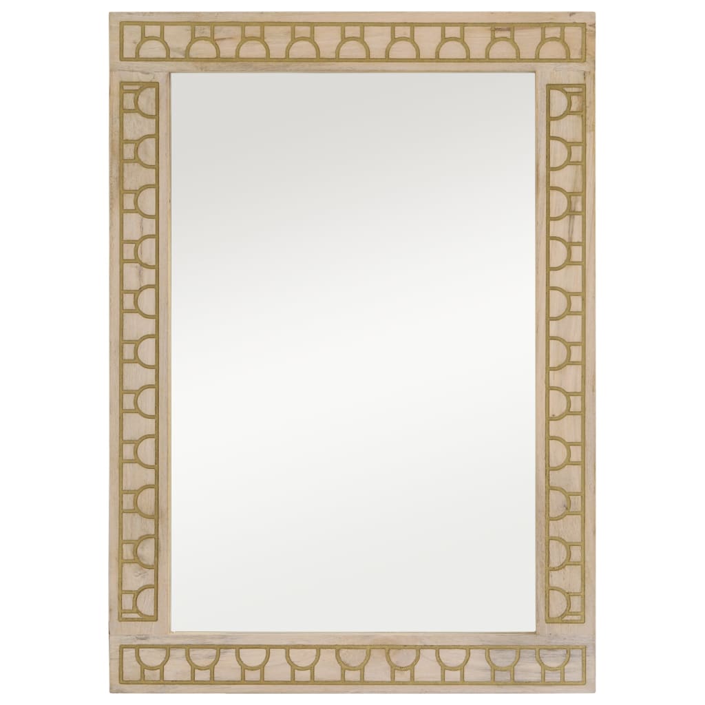 Vidaxl Mirror de baño 50x70x2.5 cm Madera de mango sólida y vidrio