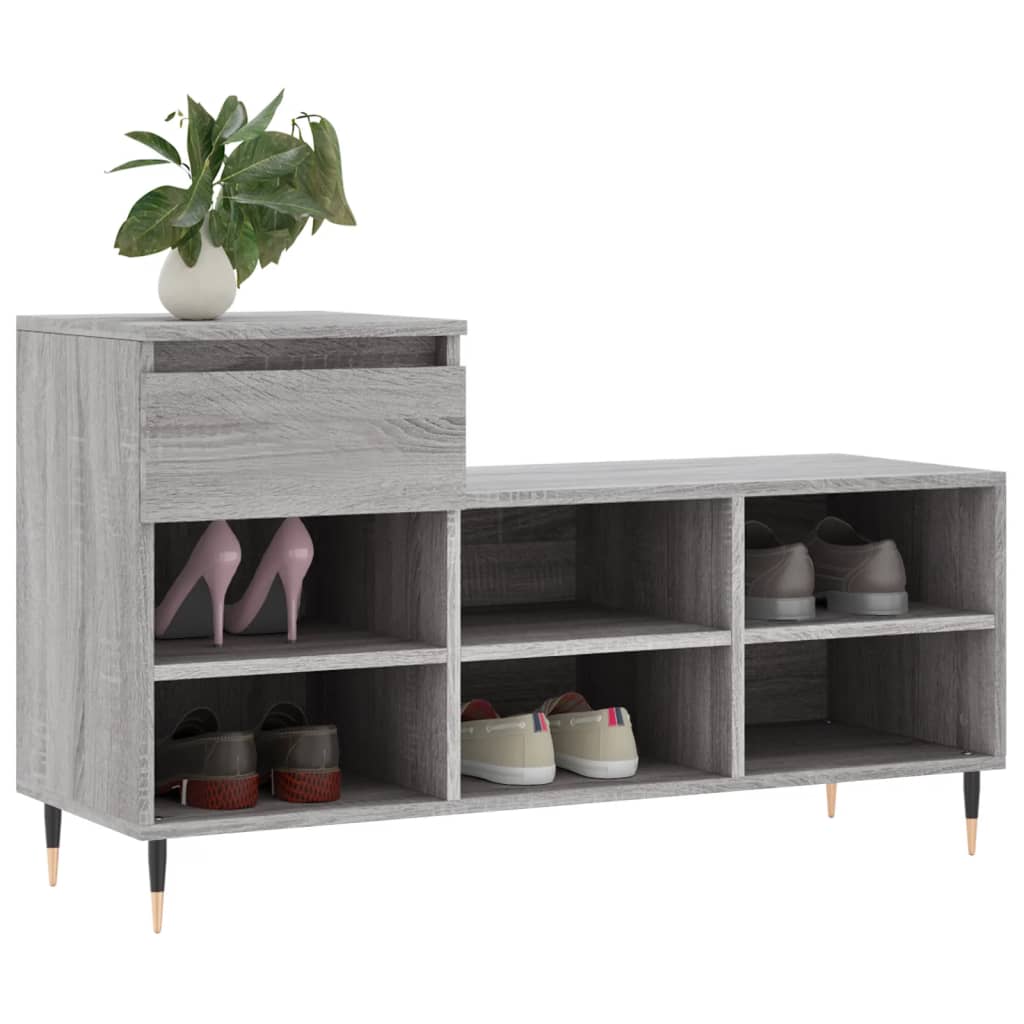 Vidaxl Schong Cabinet 102x36x60 cm Propertéiert Holz Sonoma Grey