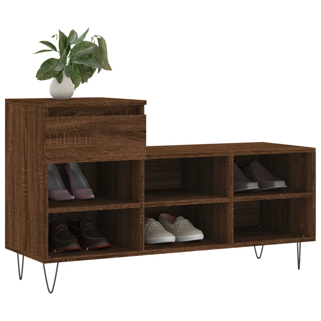 Vidaxl Cabinet da scarpe 102x36x60 cm Colore in rovere marrone in legno