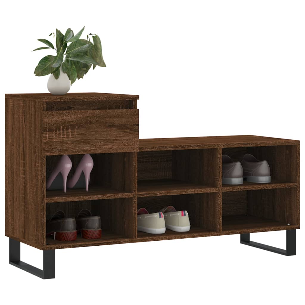 Gabinete de zapatos Vidaxl 102x36x60 cm Color de roble marrón de madera propiedad