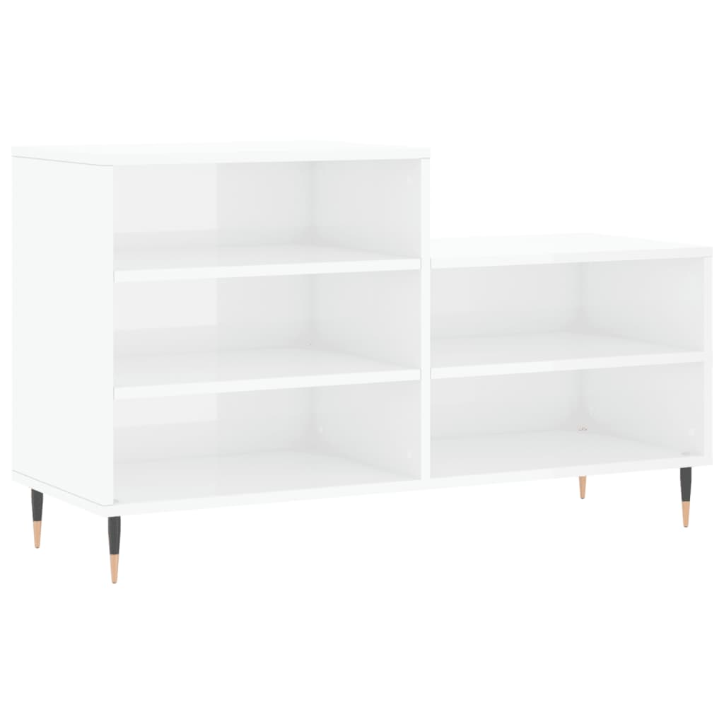 Vidaxl Cabinet da scarpe 102x36x60 cm Bianco lucido in legno trasformato