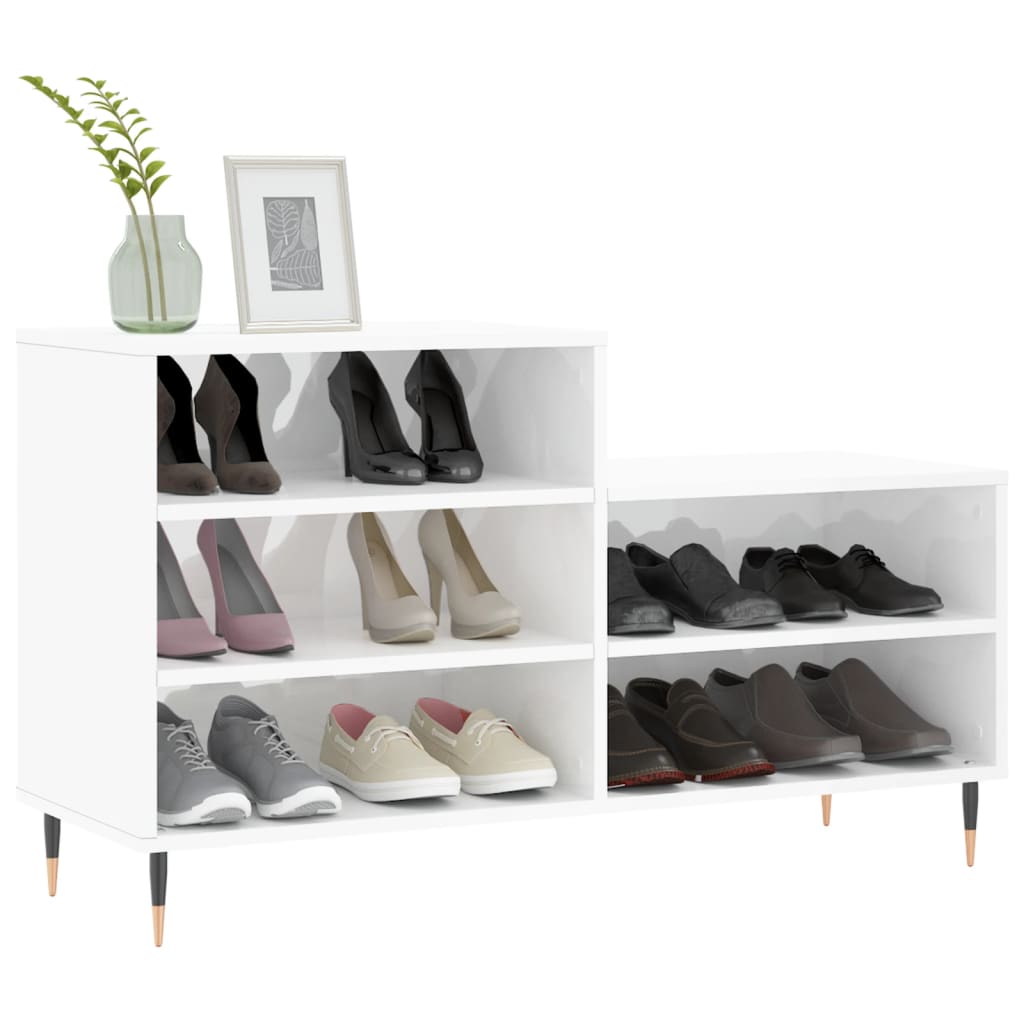 VidaXL Shoe cabinet 102x36x60 cm Processed Wood High Gloss White