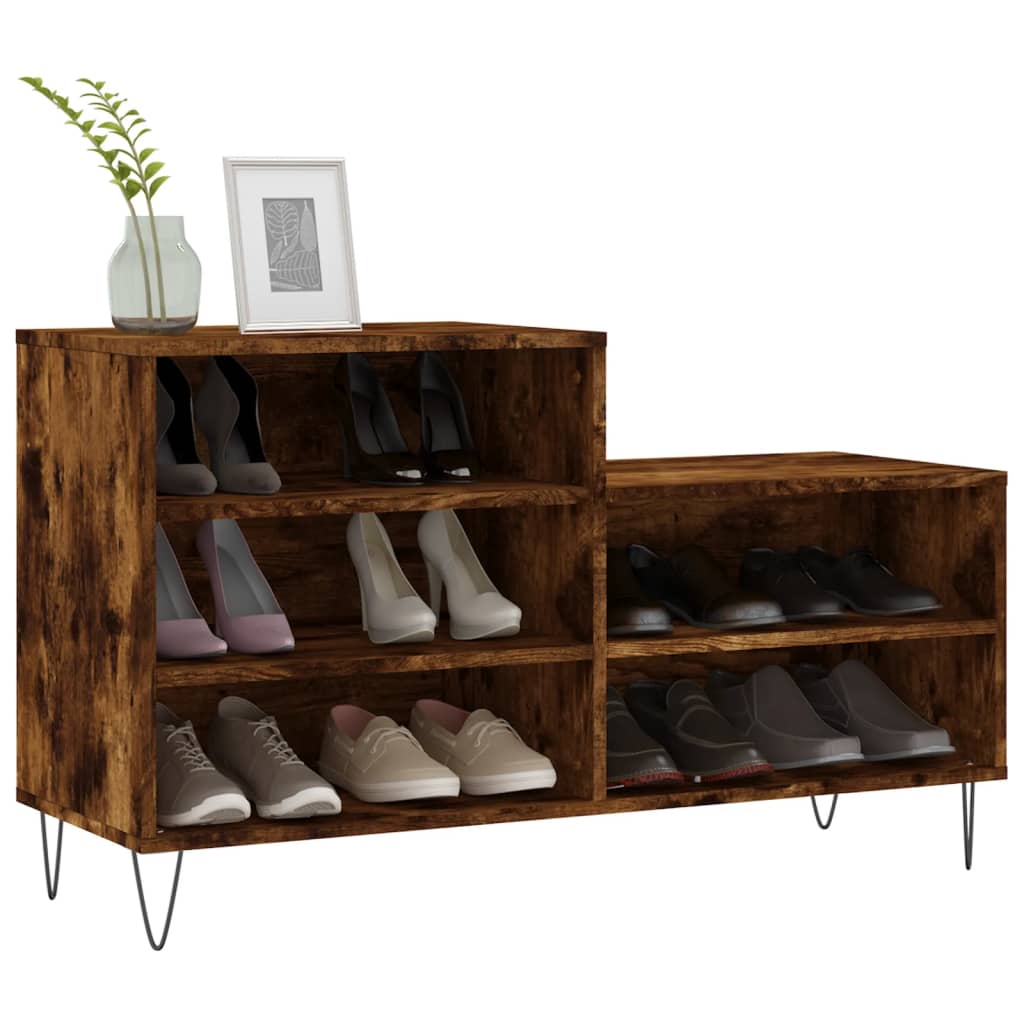 Armoire à chaussures Vidaxl 102x36x60 cm en bois de bois de bois fumé coloré