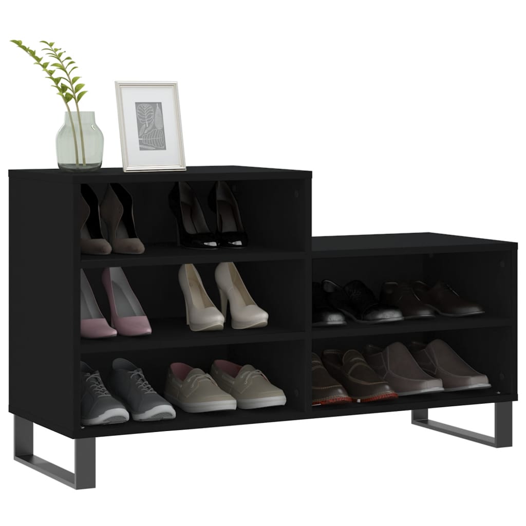 Gabinete de zapatos Vidaxl 102x36x60 cm de madera propiedad de negro