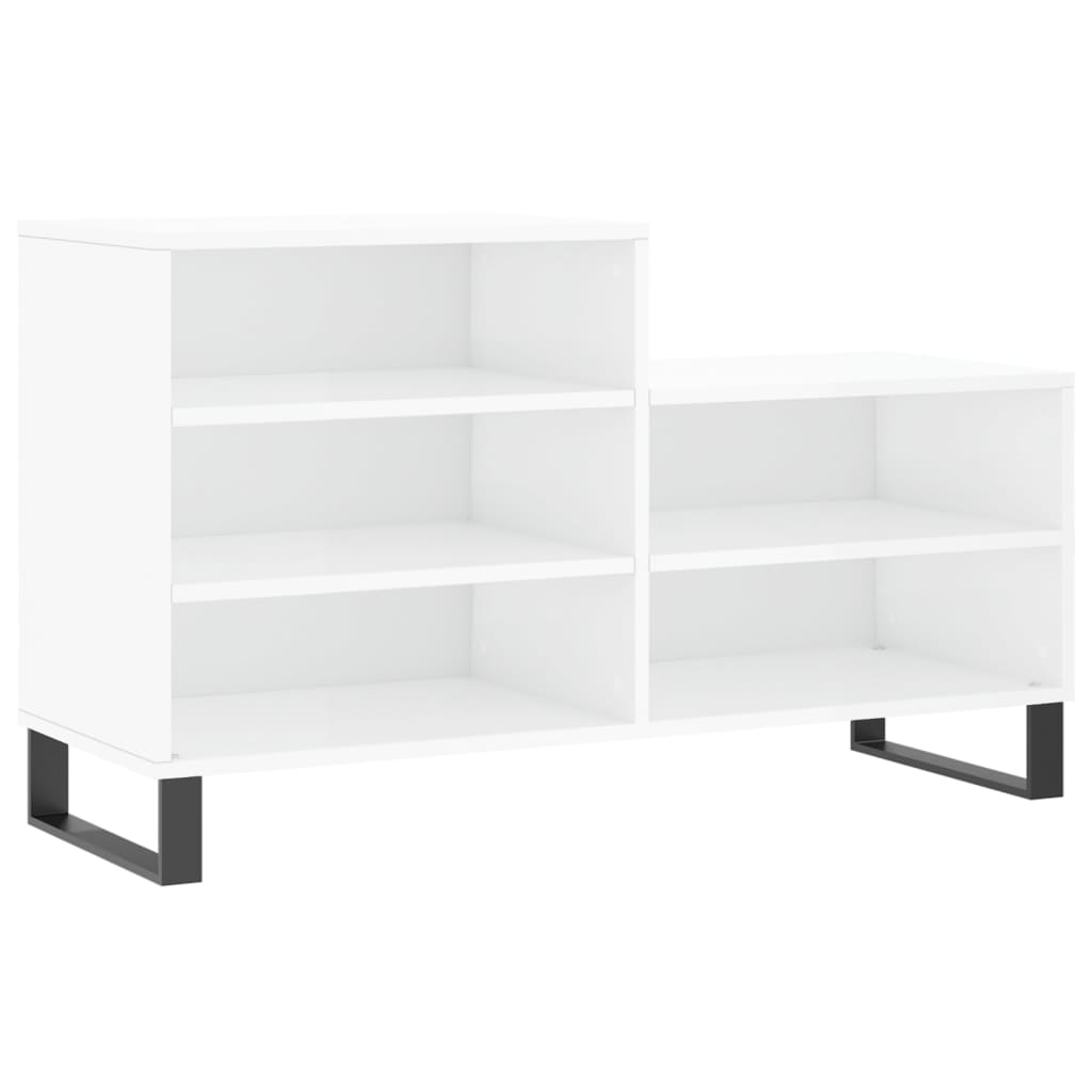 Vidaxl Cabinet da scarpe 102x36x60 cm Bianco lucido in legno trasformato