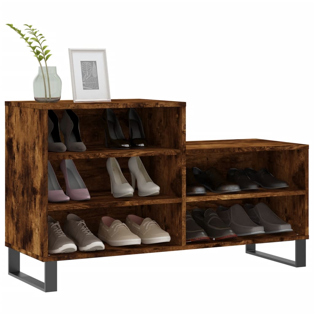 Armoire à chaussures Vidaxl 102x36x60 cm en bois de bois de bois fumé coloré