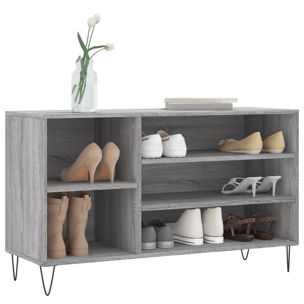 Gabinete de zapatos Vidaxl 102x36x60 cm de madera propiedad Sonoma gris