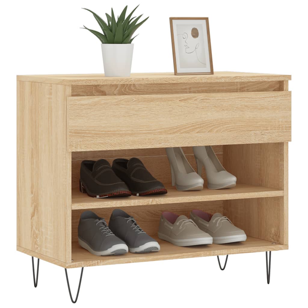 Armoire à chaussures Vidaxl 70x36x60 cm en bois de bois de chêne sonoma coloré