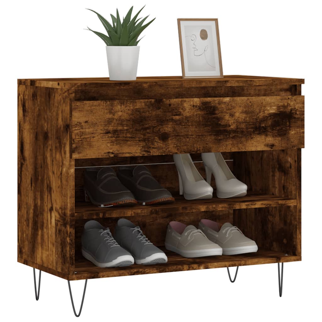 Vidaxl Shoe cabinet 70x36x60 cm Properted Wood Smoked Oak colored