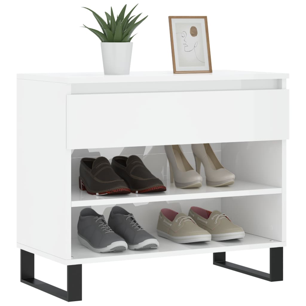 Vidaxl Shoe cabinet 70x36x60 cm Properted Wood High Gloss White