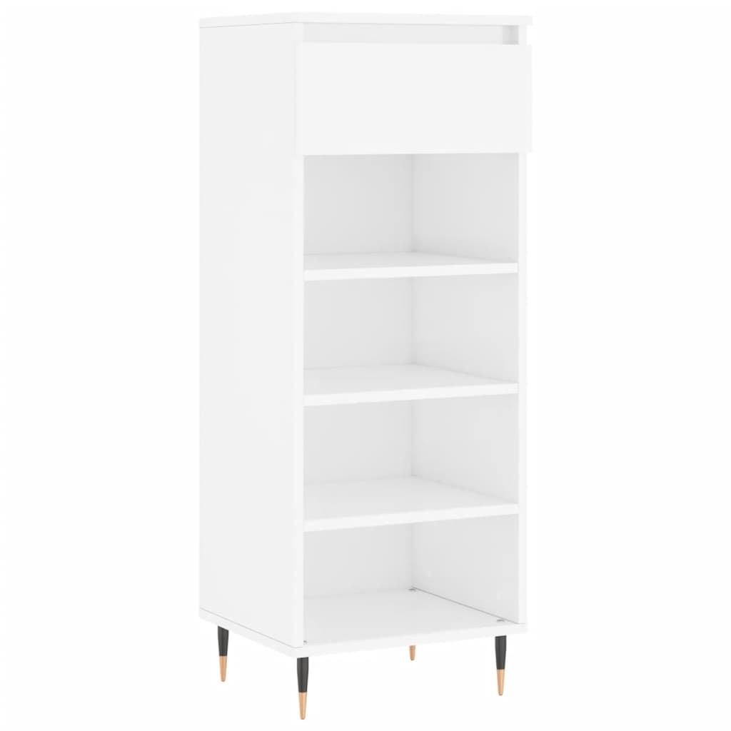 Armoire à chaussures vidaxl 40x36x105 cm bois transformé haut brillant blanc