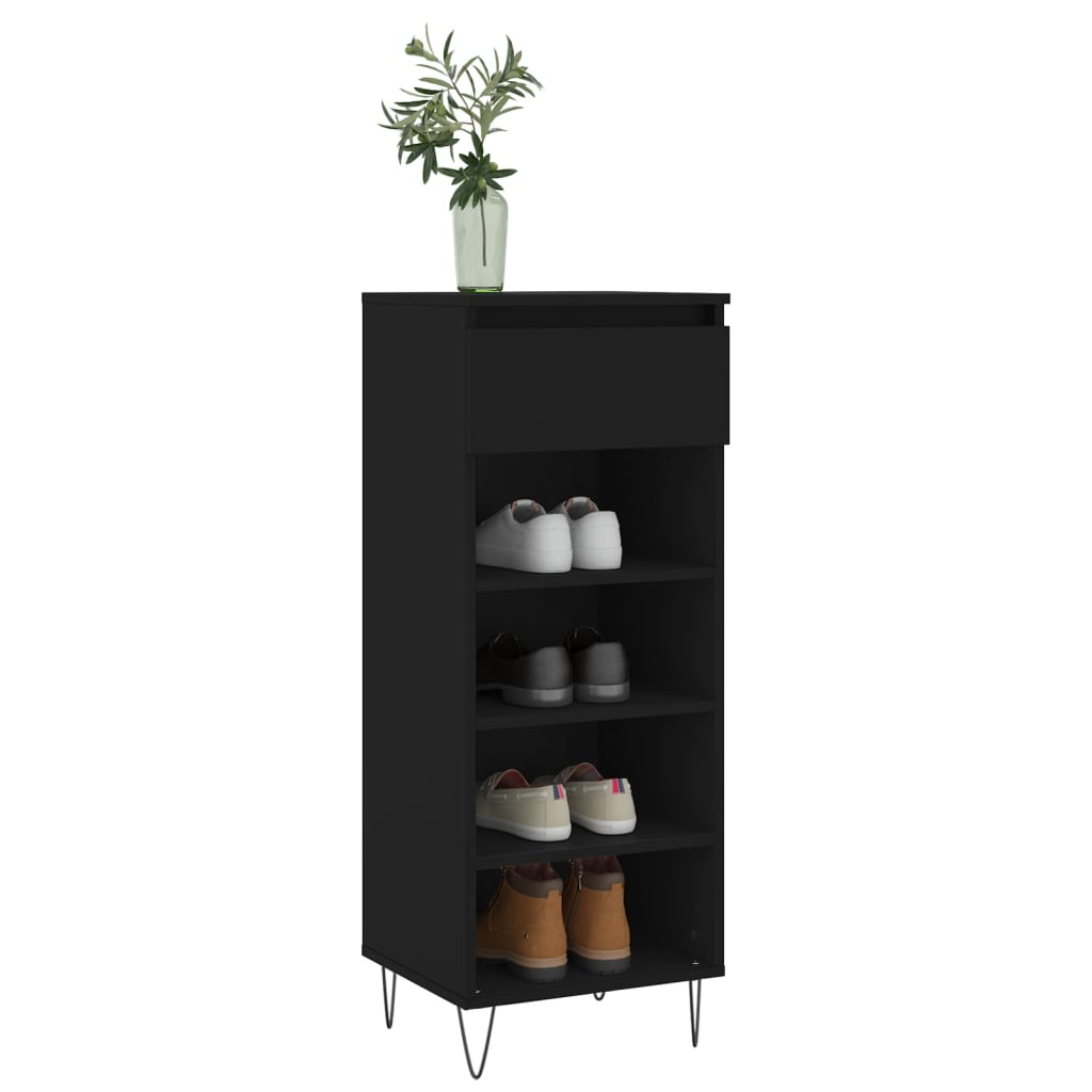 Gabinete de zapatos Vidaxl 40x36x105 cm de madera propiedad de negro