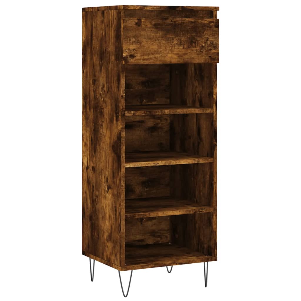 Vidaxl Cabinet da scarpe 40x36x105 cm Oak fumato in legno lavorata