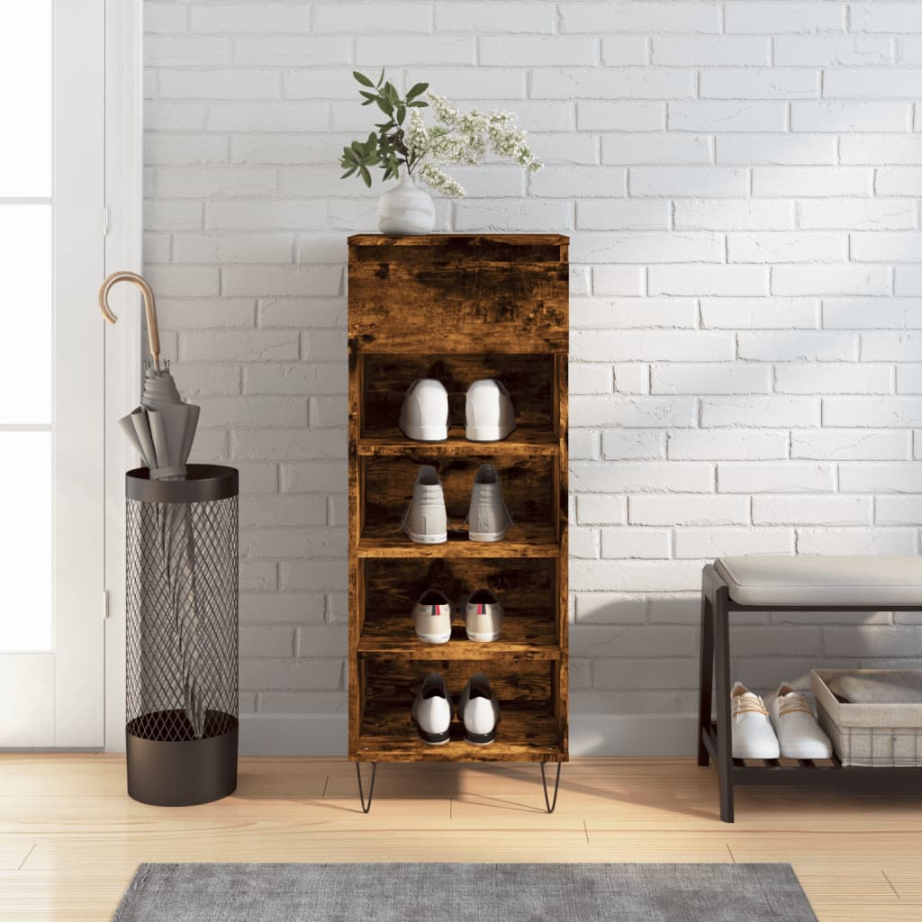 VidaXL shoe cabinet 40x36x105 cm worked wood smoked oak colored