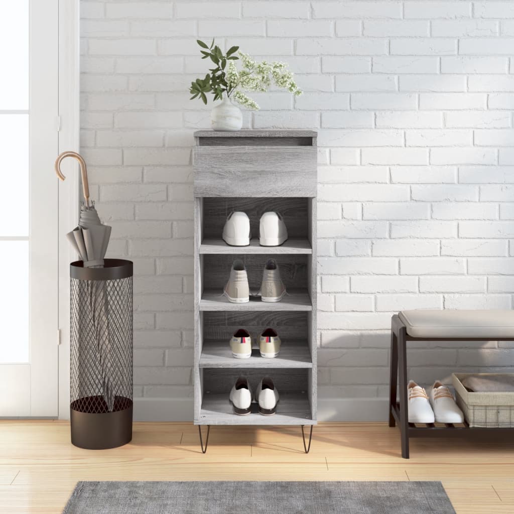 VidaXL Schuhschrank 40x36x105 cm Holzwerkstoff Sonoma grau