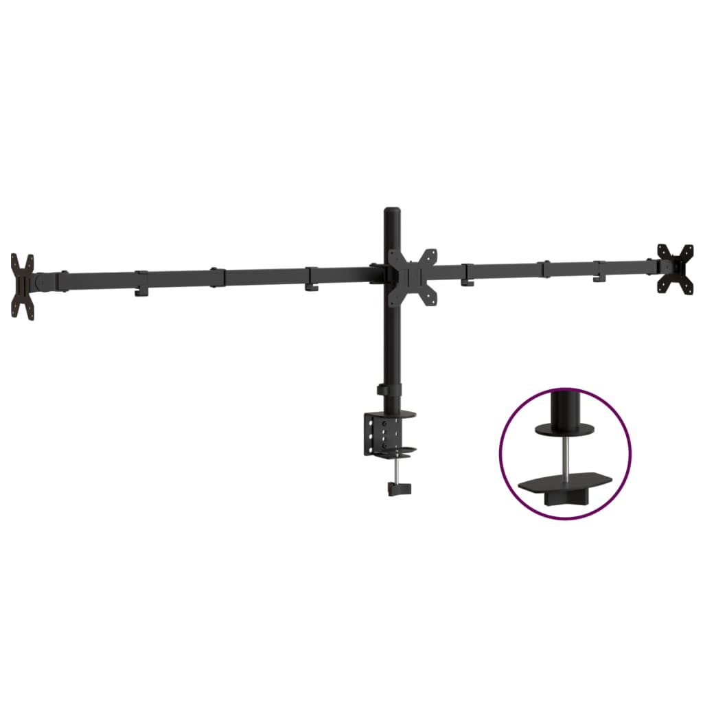 Vidaxl Monitorständer dreifach VESA 75 100 mm Stahl schwarz