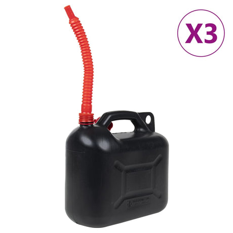 Vidaxxl Kraftstofftanks 3 Stück mit flexiblem Auslauf schwarz 10 l Kunststoff