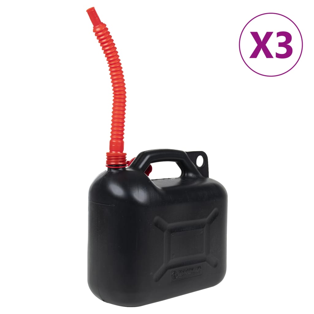 Vidaxl Fuel tanks 3 st with flexible spout black 10 l plastic