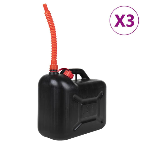 VidaXL Kraftstofftanks 3 Stück mit flexibler Düse schwarz 20 l Kunststoff