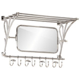 VidaXL Gepäckträger mit Kleiderbügeln und Spiegelwandmontage aus Aluminium