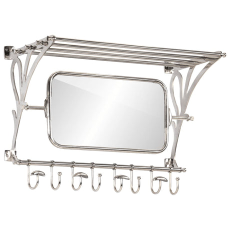 VidaXL Gepäckträger mit Kleiderbügeln und Spiegelwandmontage aus Aluminium