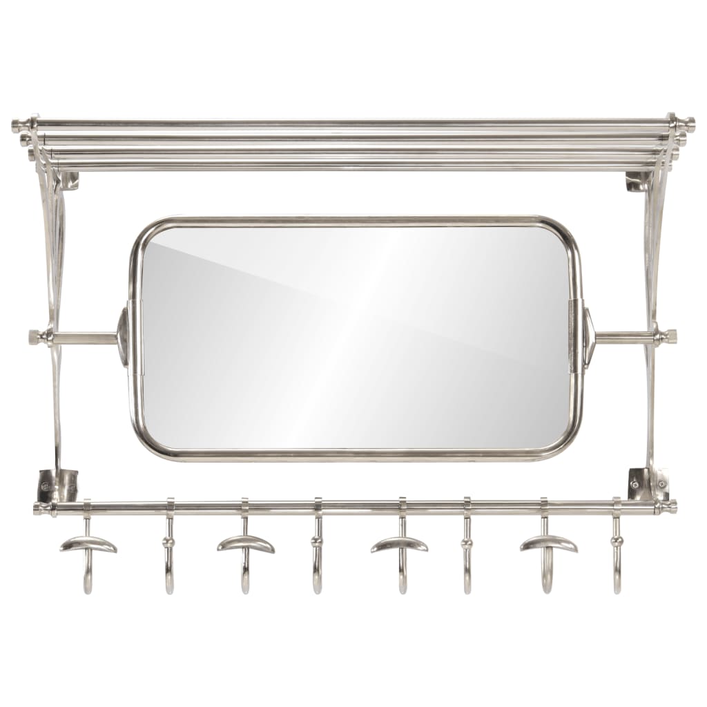 VidaXL Gepäckträger mit Kleiderbügeln und Spiegelwandmontage aus Aluminium