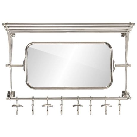VidaXL Gepäckträger mit Kleiderbügeln und Spiegelwandmontage aus Aluminium
